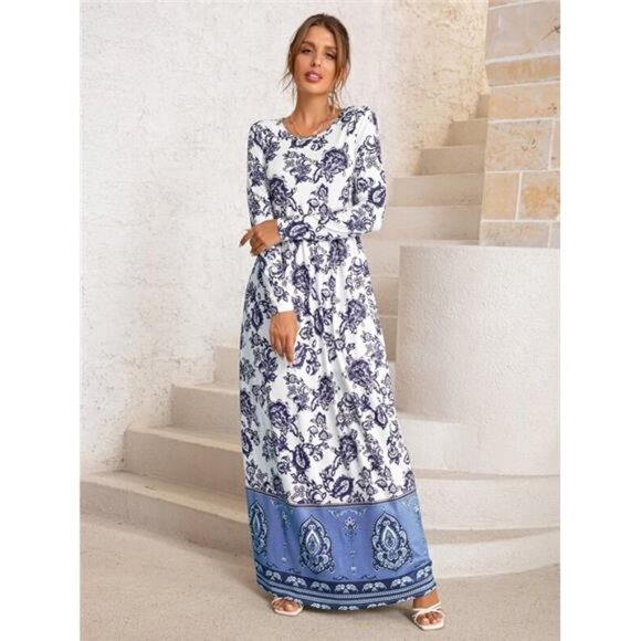 Lovey Day Long Sleeve Women’s Floral Print Maxi Dress Size XL - Picture 10 of 13